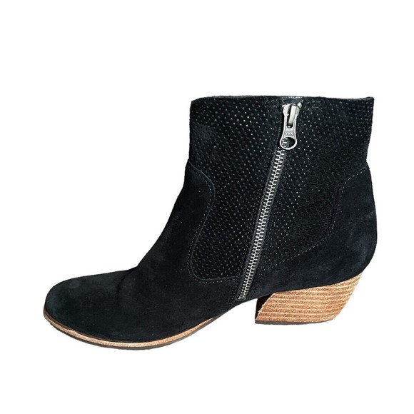Kork-Ease Sherill Booties Ankle Boots Heels Suede Leather Zip Black Womens 9 - Picture 4 of 11